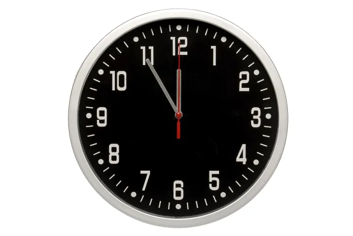 Framed Print : Black Clock Print with Hands at Five to Twelve Framed Print : Black Clock Print with Hands at Five to Twelve