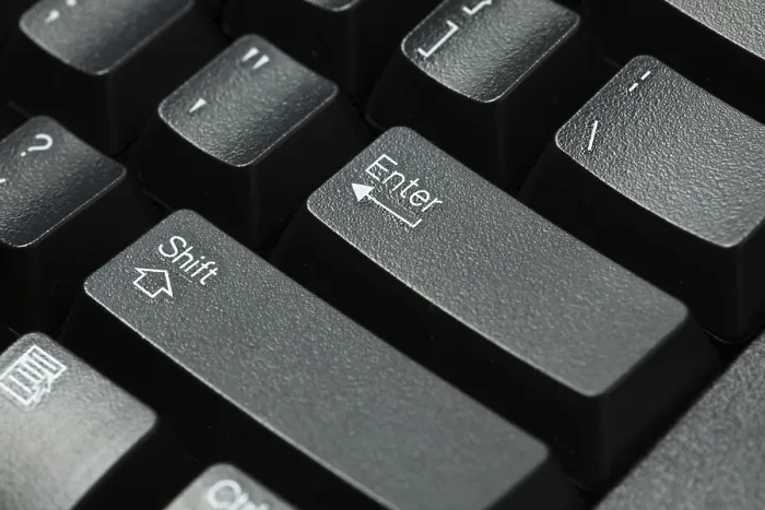 Framed Print : Black Computer Keyboard Print on White Background