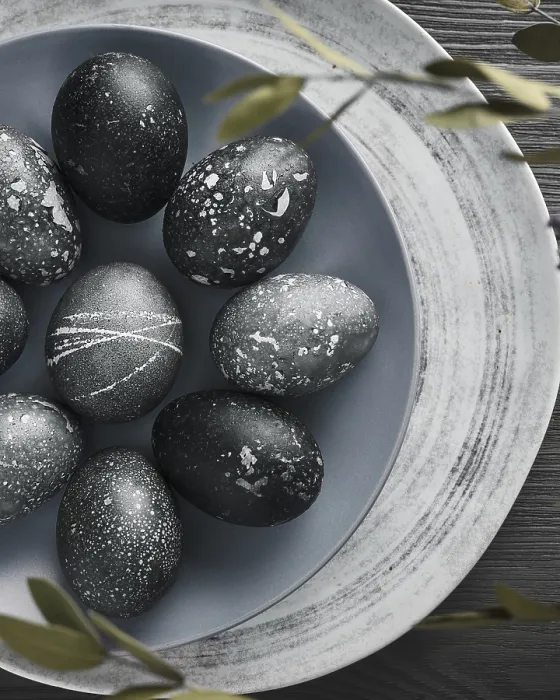 Framed Print : Black Painted Eggs Print on Gray Wooden Background Framed Print : Black Painted Eggs Print on Gray Wooden Background