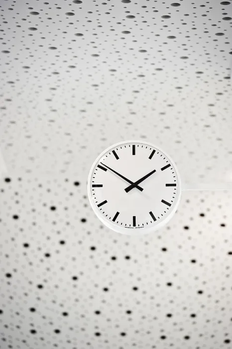 Framed Print : Black and White Clock Print on Monochromatic Ceiling Framed Print : Black and White Clock Print on Monochromatic Ceiling