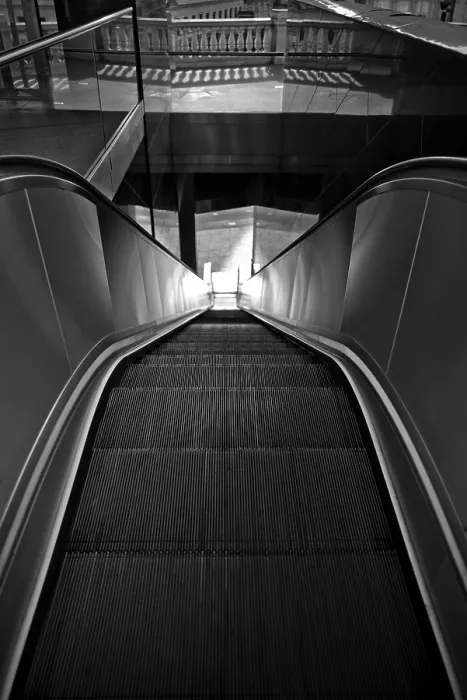 Framed Print : Black and White Escalator Print Framed Print : Black and White Escalator Print