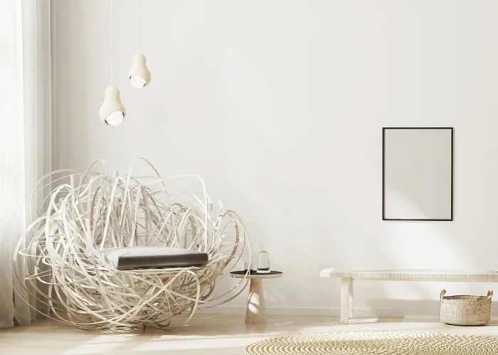 Framed Print : Blank Frame Mockup Print in Modern Interior Background Framed Print : Blank Frame Mockup Print in Modern Interior Background
