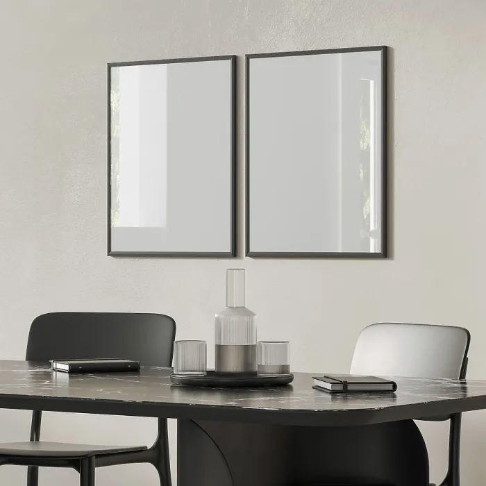 Framed Print : Modern Interior Print: Two Blank Frames with Black Table