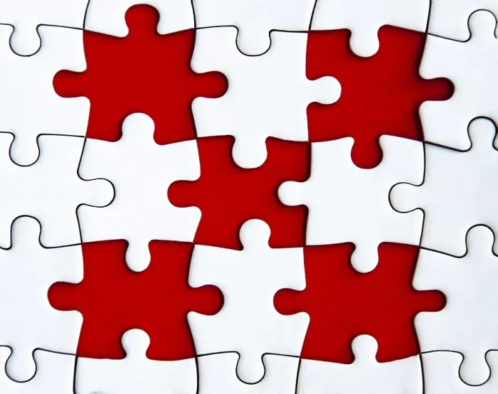 Framed Print : Blank Jigsaw Print with Red Background Framed Print : Blank Jigsaw Print with Red Background