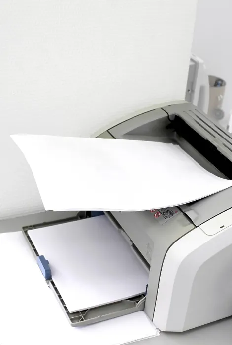 Framed Print : Blank Paper in Office Printer - Ready to Print Framed Print : Blank Paper in Office Printer - Ready to Print