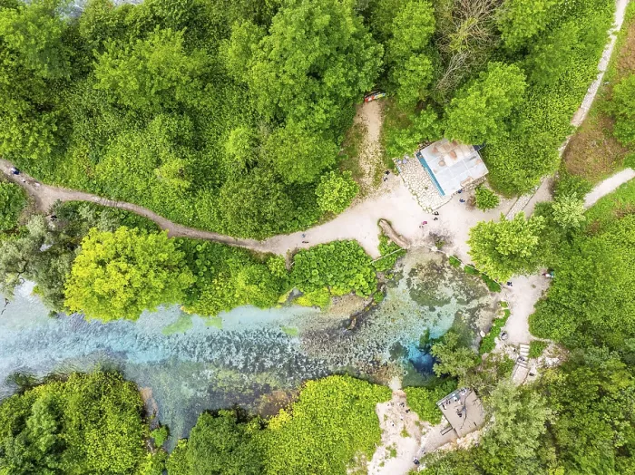 Framed Print : Top Down Print of The Blue Eye from a Drone, Albania Framed Print : Top Down Print of The Blue Eye from a Drone, Albania