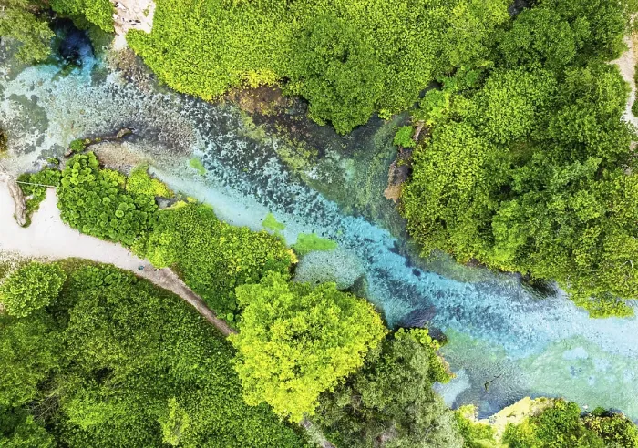 Framed Print : Top Down Print of The Blue Eye from a Drone, Albania