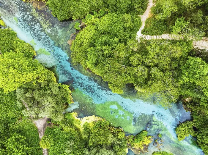 Framed Print : Top Down Print of The Blue Eye from a Drone, Albania Framed Print : Top Down Print of The Blue Eye from a Drone, Albania