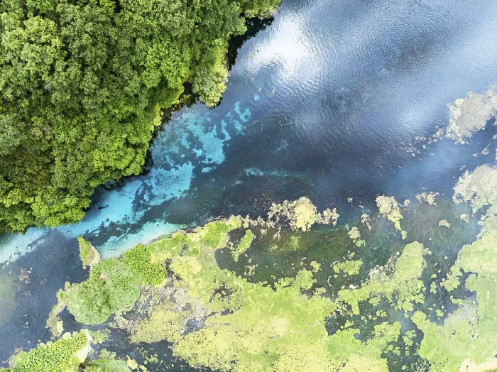 Framed Print : Top Down Print of The Blue Eye from a Drone, Albania Framed Print : Top Down Print of The Blue Eye from a Drone, Albania