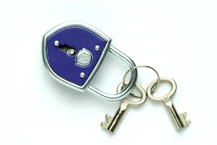 Framed Print : Blue Padlock with Two Keys Print Framed Print : Blue Padlock with Two Keys Print