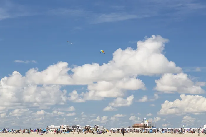 Framed Print : Blue Sky with Clouds over Sankt Peter-Ording Beach Print Framed Print : Blue Sky with Clouds over Sankt Peter-Ording Beach Print