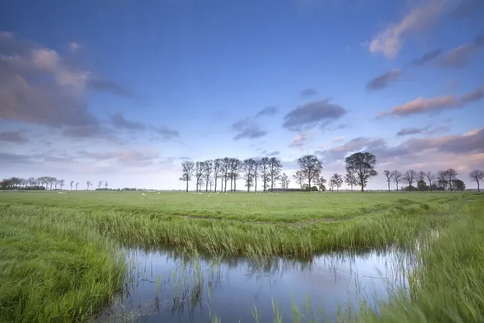 Framed Print : Blue Sky Reflected in River Print, Netherlands Framed Print : Blue Sky Reflected in River Print, Netherlands