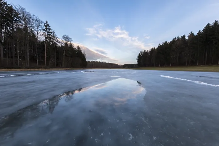 Framed Print : Blue Sky Reflected on Smooth Ice Print, Langenrain, Germany Framed Print : Blue Sky Reflected on Smooth Ice Print, Langenrain, Germany
