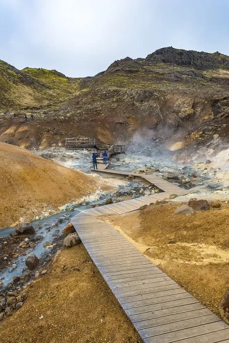 Framed Print : Boardwalk over Steaming Ground, Iceland Print