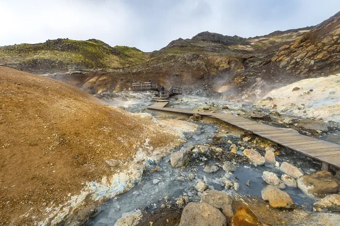 Framed Print : Boardwalk over Steaming Ground, Iceland Print Framed Print : Boardwalk over Steaming Ground, Iceland Print