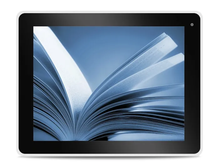 Framed Print : Reading Online vs Print on Computer Tablet Screen Framed Print : Reading Online vs Print on Computer Tablet Screen