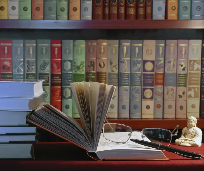 Framed Print : Print of Books in Library Framed Print : Print of Books in Library