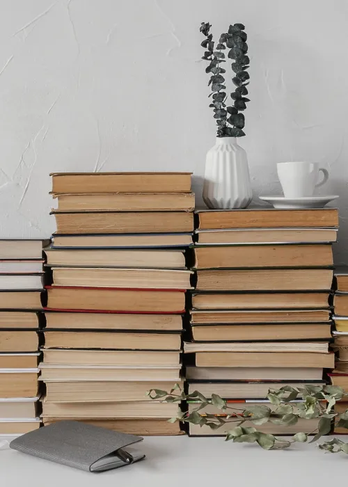 Framed Print : Books Stack Plants Arrangement Print Framed Print : Books Stack Plants Arrangement Print