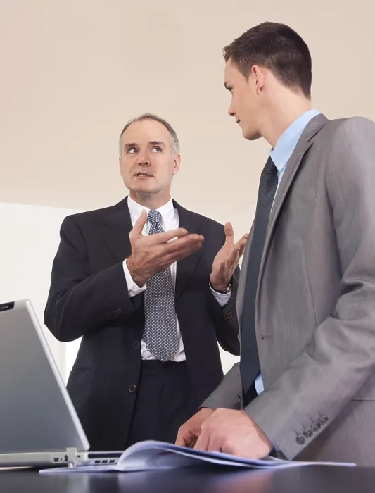 Framed Print : Boss and Trainee Working Together Print Framed Print : Boss and Trainee Working Together Print