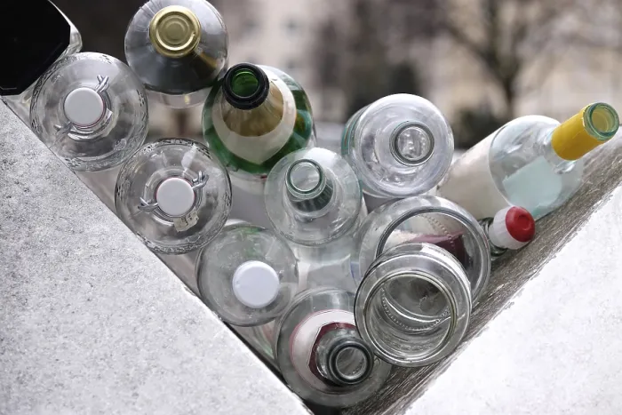 Framed Print : Empty Bottles on a Dumpster, Germany Print Framed Print : Empty Bottles on a Dumpster, Germany Print