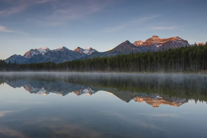 Framed Print : The Bow Range reflected in Herbert Lake at dawn, Banff National Park Print Framed Print : The Bow Range reflected in Herbert Lake at dawn, Banff National Park Print