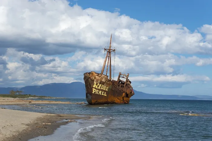 Framed Print : Rusty Shipwreck Print, Glyfada Beach, Greece Framed Print : Rusty Shipwreck Print, Glyfada Beach, Greece