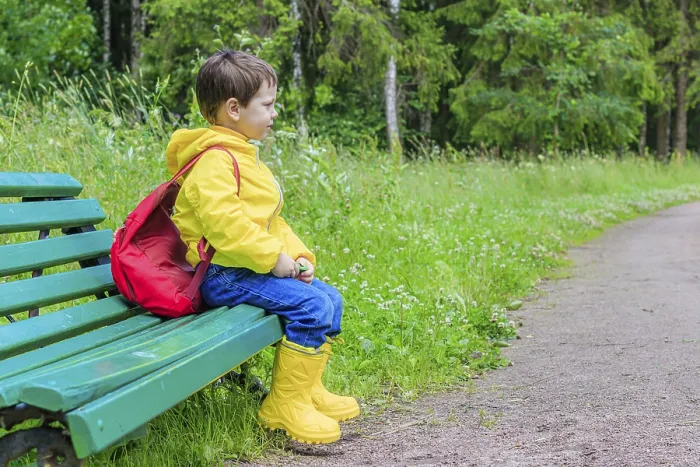 Framed Print : Relaxing Before School: A Boy with a Backpack Print Framed Print : Relaxing Before School: A Boy with a Backpack Print