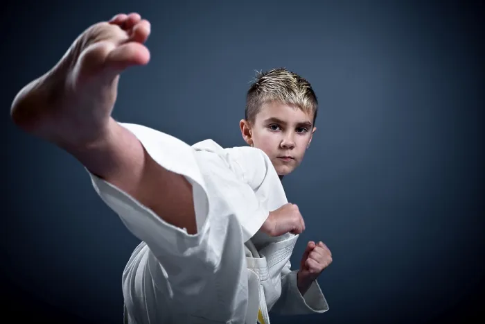 Framed Print : Boy in High Karate Kick Print Framed Print : Boy in High Karate Kick Print