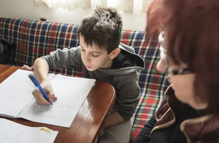 Framed Print : Boy Doing Homework Print Framed Print : Boy Doing Homework Print