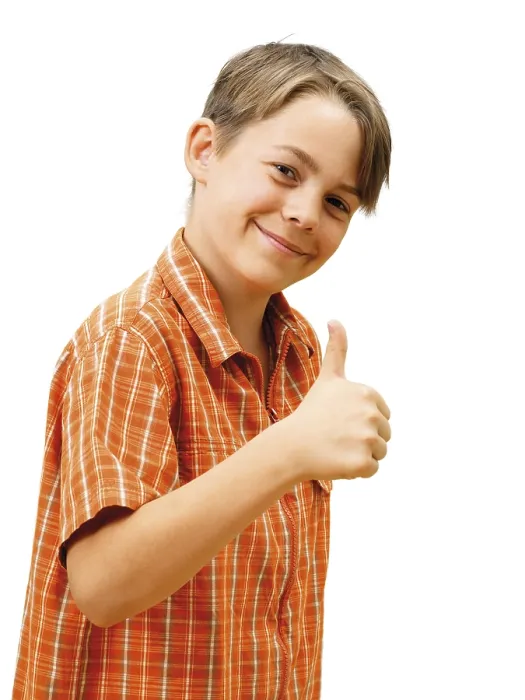 Framed Print : Boy Smiling with Thumbs Up Print