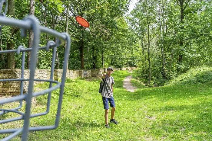 Framed Print : Disc Golf Print: Boy Throws at Volkspark Potsdam Framed Print : Disc Golf Print: Boy Throws at Volkspark Potsdam