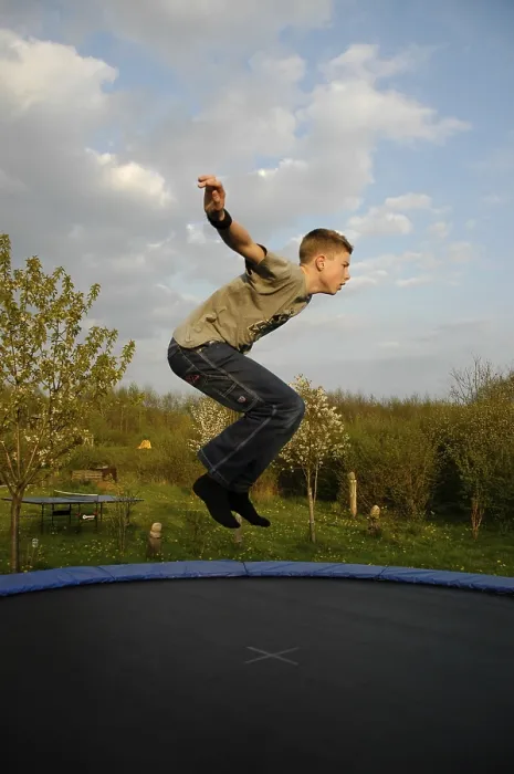 Framed Print : Boy on a Trampoline Print Framed Print : Boy on a Trampoline Print