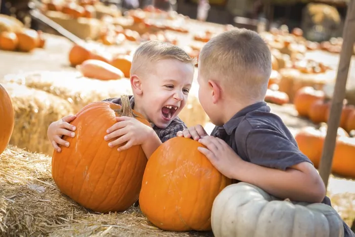 Framed Print : Two Boys at the Pumpkin Patch Print Framed Print : Two Boys at the Pumpkin Patch Print