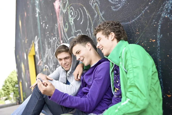 Framed Print : Three Boys Against a Wall Print Framed Print : Three Boys Against a Wall Print