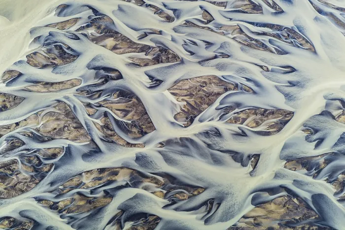 Framed Print : Branching Course of a Glacial River Print, South Iceland Framed Print : Branching Course of a Glacial River Print, South Iceland