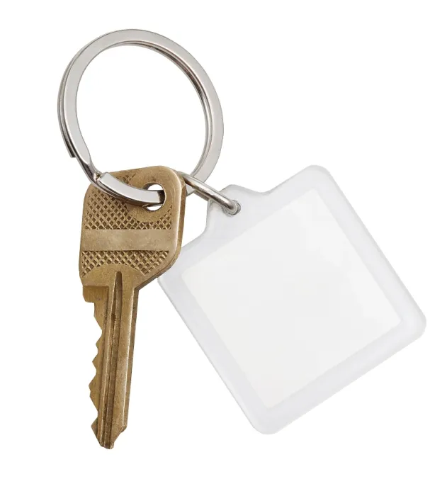 Framed Print : Brass House Key and Keychain Print on White Background