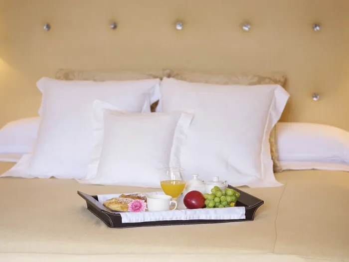 Framed Print : Hotel Room Breakfast with Pastries Print