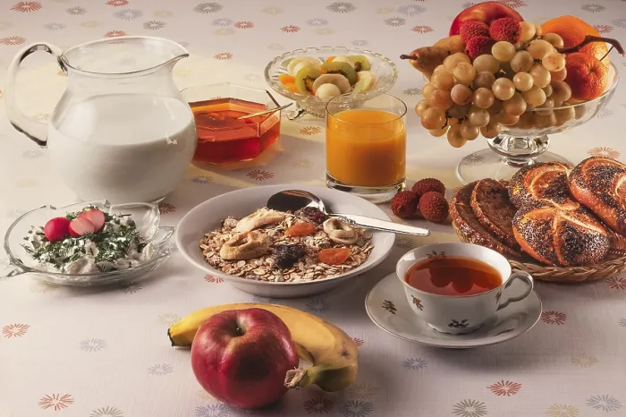 Framed Print : Healthy Breakfast Print - Cereal, Fruit and Bread Framed Print : Healthy Breakfast Print - Cereal, Fruit and Bread