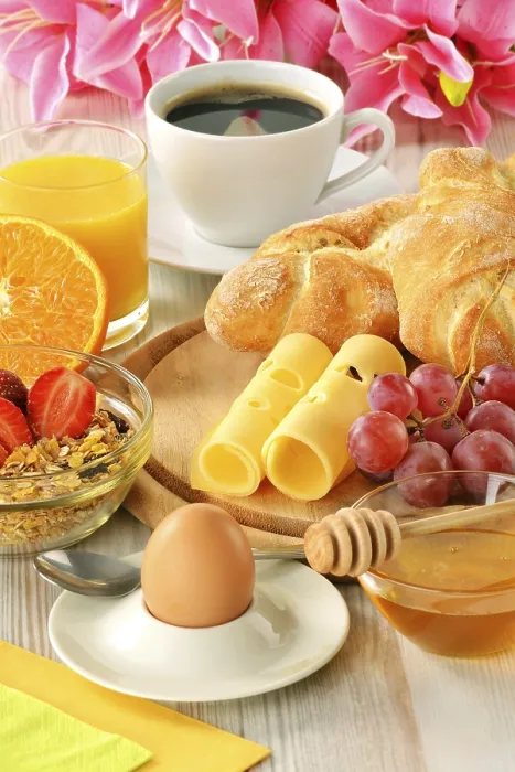 Framed Print : Breakfast Print with Coffee, Rolls and Egg Framed Print : Breakfast Print with Coffee, Rolls and Egg
