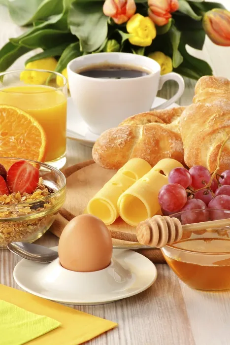 Framed Print : Breakfast Print with Coffee, Rolls and Egg Framed Print : Breakfast Print with Coffee, Rolls and Egg