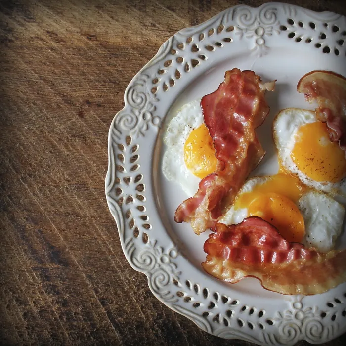 Framed Print : Breakfast Print: Crispy Bacon, Fried Eggs and Bread Framed Print : Breakfast Print: Crispy Bacon, Fried Eggs and Bread