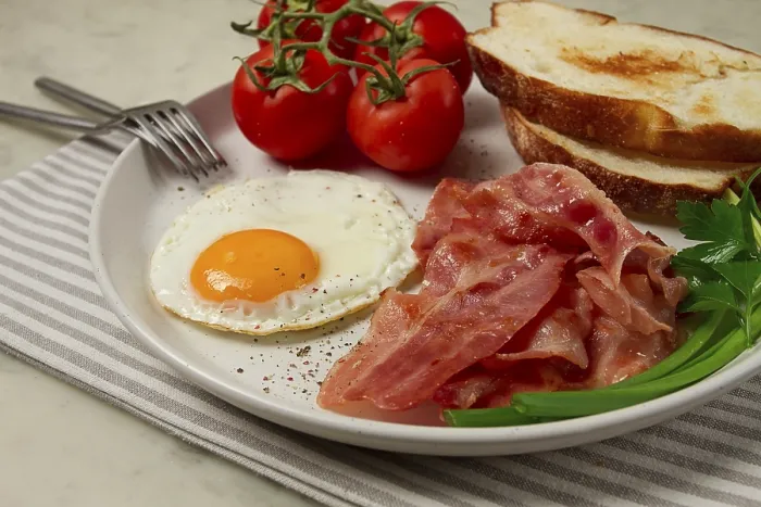 Framed Print : Breakfast Print: Fried Egg, Bacon and Bread Framed Print : Breakfast Print: Fried Egg, Bacon and Bread