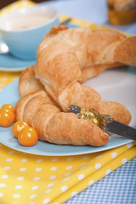 Framed Print : Breakfast Table with Croissants Print Framed Print : Breakfast Table with Croissants Print