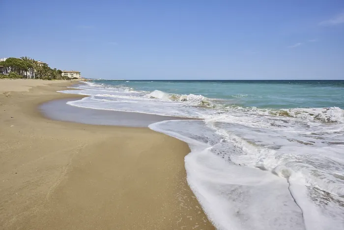 Framed Print : Breaking Waves Print on a Sandy Beach near Tarragona, Spain Framed Print : Breaking Waves Print on a Sandy Beach near Tarragona, Spain