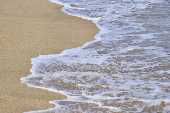 Framed Print : Breaking Waves on a Sandy Beach Print, Tarragona, Spain Framed Print : Breaking Waves on a Sandy Beach Print, Tarragona, Spain
