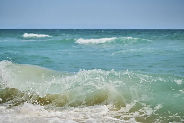 Framed Print : Breaking Waves Print on Sandy Beach near Tarragona, Spain Framed Print : Breaking Waves Print on Sandy Beach near Tarragona, Spain