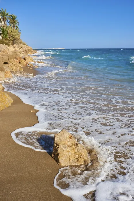 Framed Print : Breaking Waves Print, Tarragona Beach Scene Framed Print : Breaking Waves Print, Tarragona Beach Scene