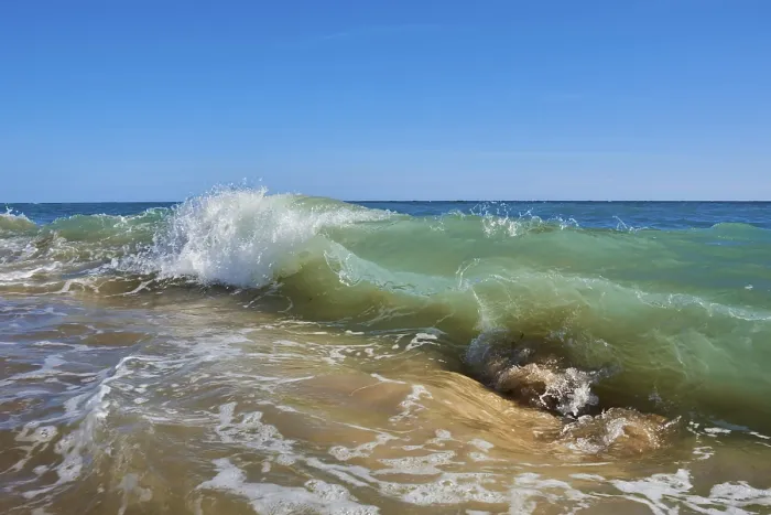Framed Print : Breaking Waves Print on a Sandy Beach near Tarragona, Spain Framed Print : Breaking Waves Print on a Sandy Beach near Tarragona, Spain
