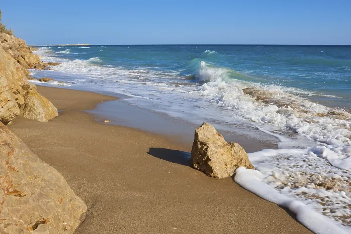 Framed Print : Breaking Waves Print on Tarragona Beach, Spain Framed Print : Breaking Waves Print on Tarragona Beach, Spain