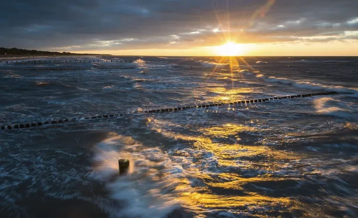 Framed Print : Breakwaters at Sunset, Baltic Sea Print Framed Print : Breakwaters at Sunset, Baltic Sea Print
